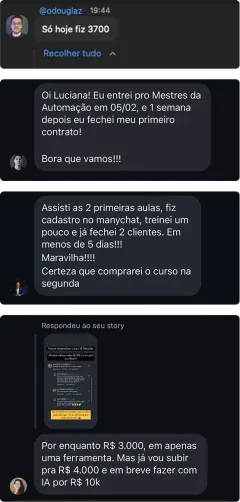 Depoimento de aluno sobre automação